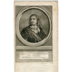 Portrait d'Abraham van der Hulst Vice-amiraal. Gravé par Jacob Houbraken au XVIIIe siècle.