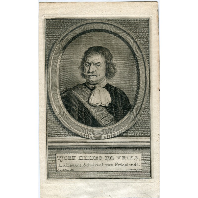 Tjerk Hiddes de Vries luitenant ammiraglio van Frieslandt inciso da Jacob Houbraken