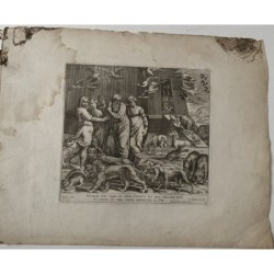 Noé et les animaux quittent l'arche. Dessiné et gravé par Cesare Fantetti