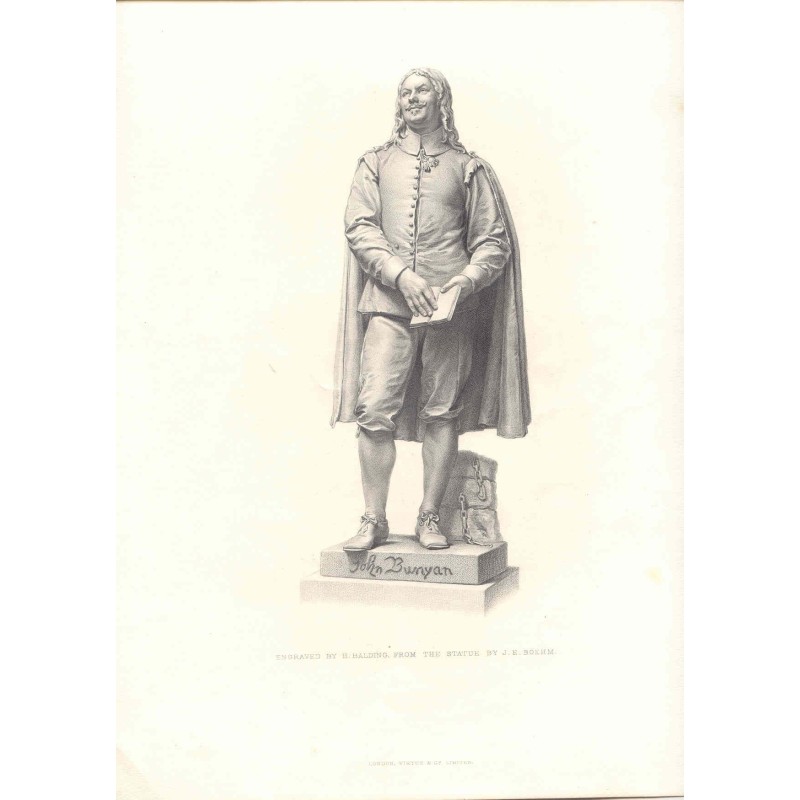 John Bunyan. Engraving by H. Balding from a statue by J.E. Bohem