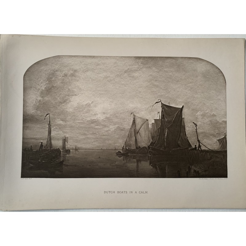Photogravure « Bateaux hollandais dans le calme » par E.W. Cooke