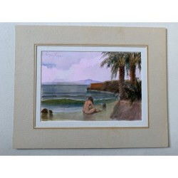 Aquarell Eduardo Rodriguez Samper Badender auf der Insel Tabarca.
