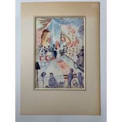 Satirical fantasy watercolor. Illegibly signed, I don't know who signed it.