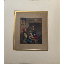 Niederländische Schule des 19. Jahrhunderts. Drei Figuren in einer Taverne.