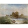 19th-20th century English watercolour. River landscape. Anonymous.
