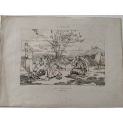 Les Bédouins gravés par De Bourge d'après une œuvre de H. Vernet.