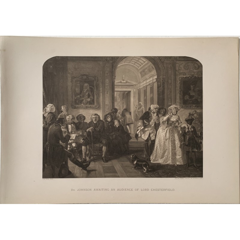 Le Dr Johnson attendant une audience de Lord Cherterfield, photogravure de W.B. Jobson d'après une œuvre d'E.M. Ward