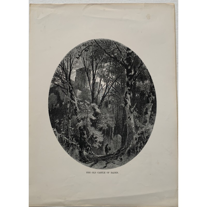 Autriche. Le vieux château de Bade. Gravure sur bois