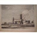 Cathedral in Jona, Scotland. Antique engraving from 18th century (1772)