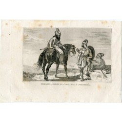 Soldati arabi di cavalleria e fanteria. Incisione di Milen da un disegno di Lalaisse, 1859.