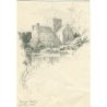 Angleterre. Église Sainte-Croix vue de la rivière. Dessin au crayon.