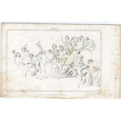 Psyche Presents Jupiter, an engraving copy by Polidore Caldara. 1850