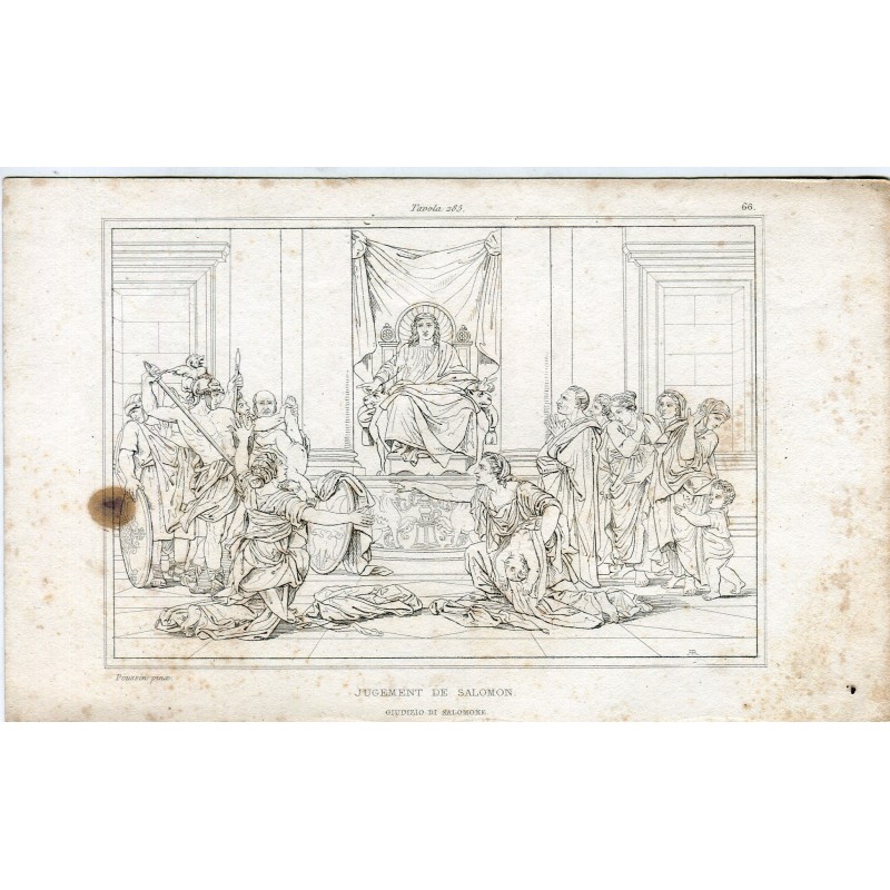 Jugement de Salomon. Grabado copia de una obra de Poussin.
