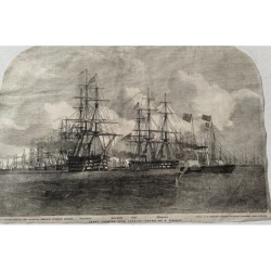 Gravure sur bois de la flotte formant une ligne de front dans le London News de 1853