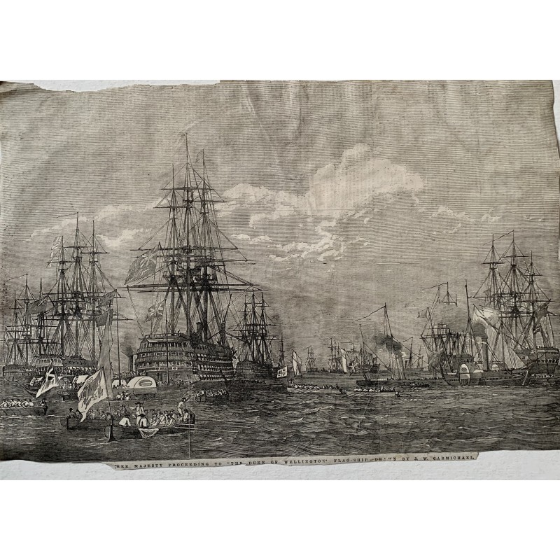 Her Majesty proceeding to The Duke of Wellington Flag-Ship. Recorded by JW Carmichael