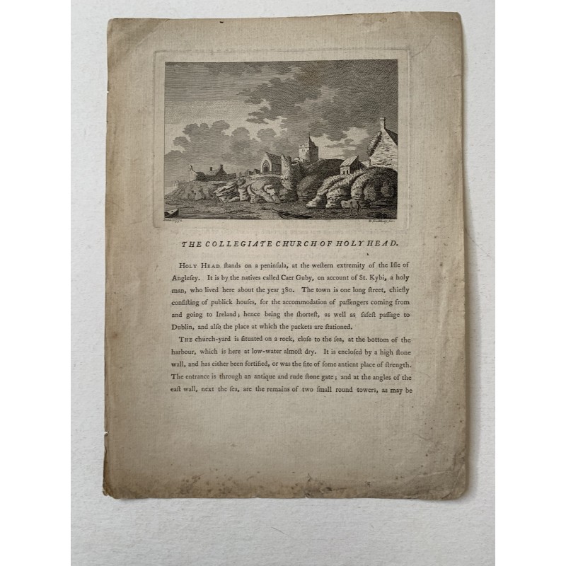 Gales. Isle Anglesey. The Collegiate Church of Holy Head. Grabado 1772.