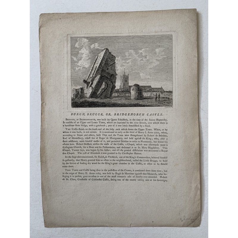 Angleterre. Shropshire. Château de Burgh, Bruges ou Bridgenorth, gravure