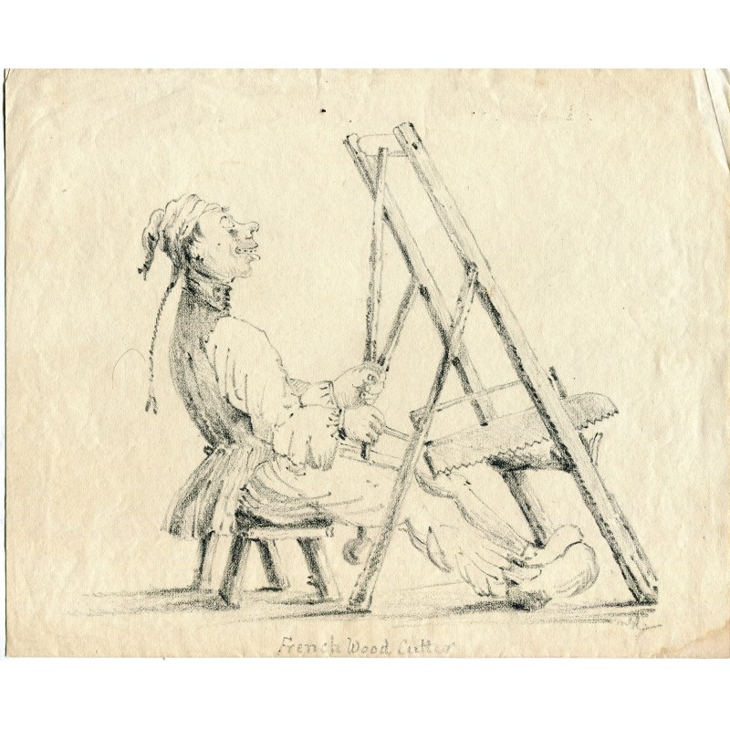 French Wood Cutter drawing 19th century
