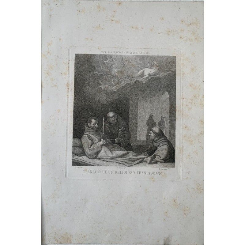 Transito di un religioso francescano di Alonso Cano, incisione di D. Martinez