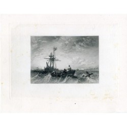 Engravings, 19th century naval battle,