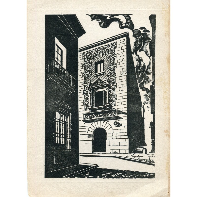 Pueblo. Grabado por Pedro Marco, pintor de Villena.