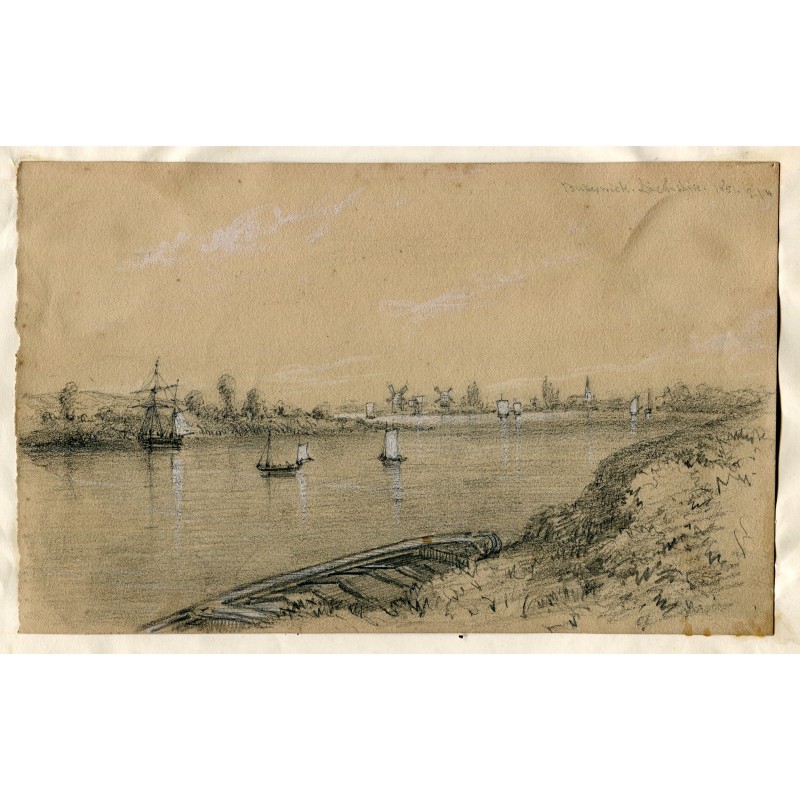 Butterwick, Lincolnshire, Angleterre. Dessin signé des initiales EJH, daté de 1851.