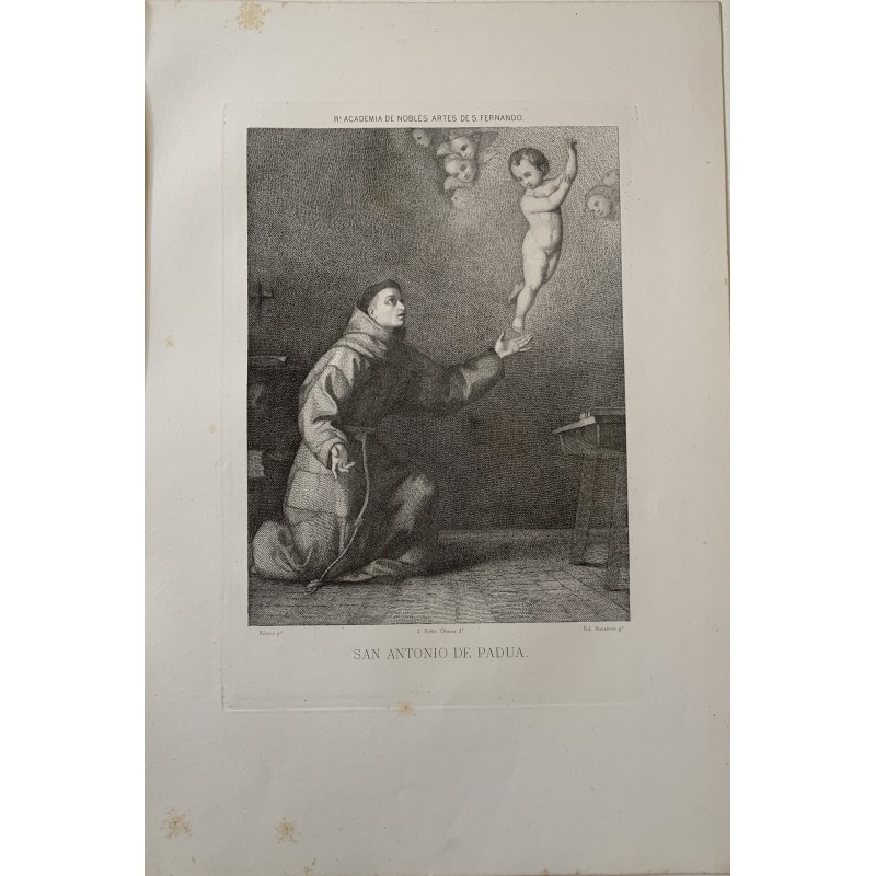 Sant'Antonio da Padova, opera di Ribera, incisa da Federico Navarrete
