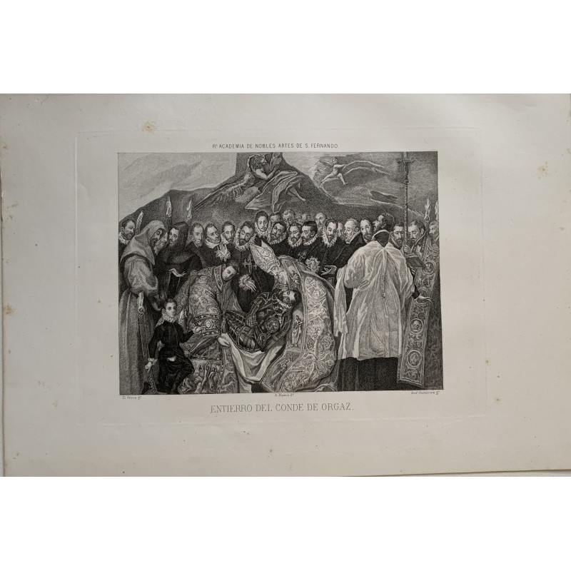 La sepoltura del conte di Orgaz di El Greco, incisione di Federico Navarrete