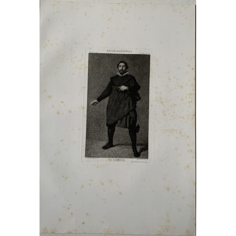 Il comico Pablo de Valladolid, disegnato e inciso da Bartolomé Maura, una copia di Velazquez.