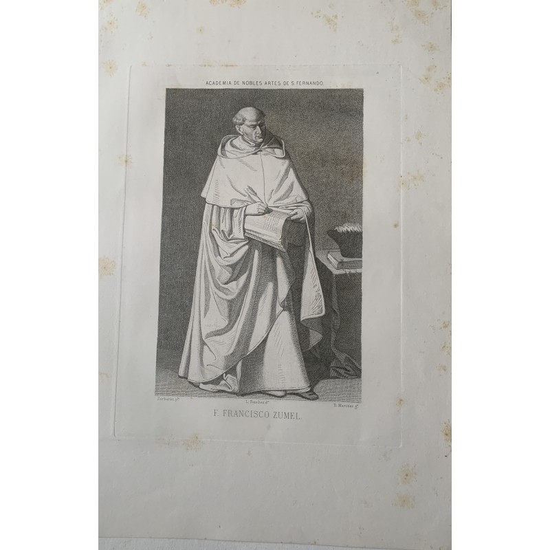 J. Francisco Zumel, gezeichnet von L. Sanchez und gestochen von Diego Martinez, Kopie von Zurbarán.