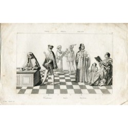 Italie. Costumes antiques. Gravure de Rouargue et Lemaitre.
