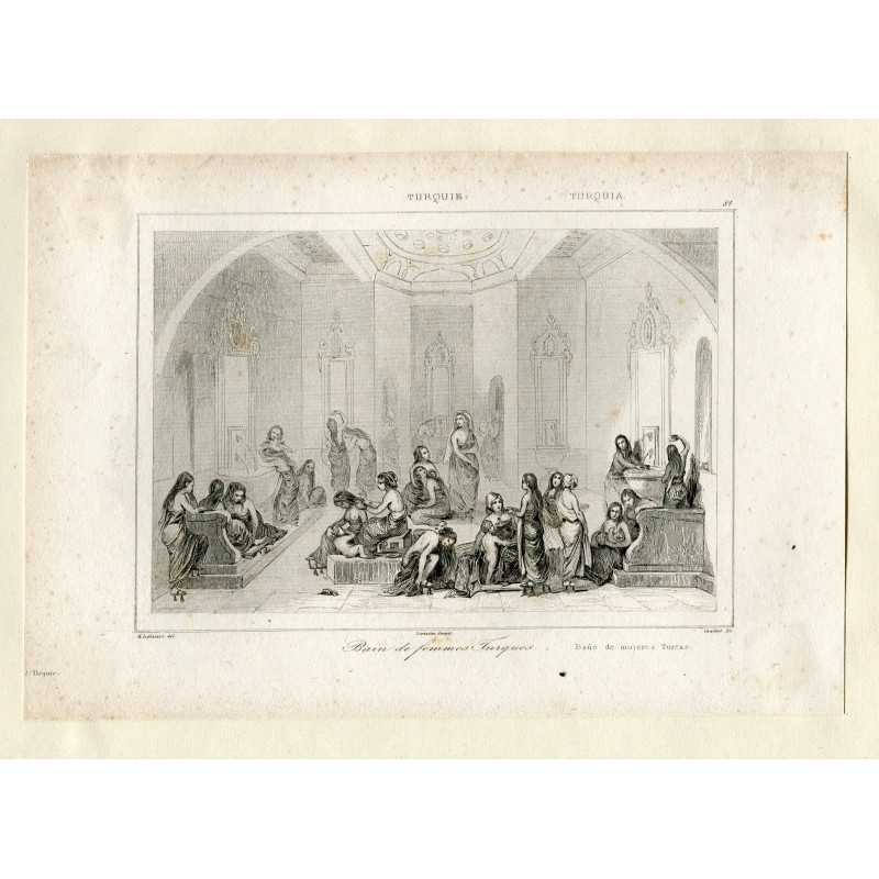 Tacchino. Bagno di donne turche. incisa nel 1847 da Chaillot, disegnata da H. Lalaisse.