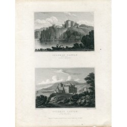Scozia. Castello di Culean. Coppia di incisioni, 1830, di W. Radcliffe