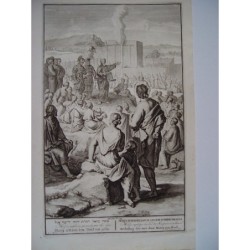 Mosè spiega la legge - Scene bibliche olandesi - Incisione antica (c.1720)