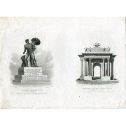 Statue des Achilles und Eingang zum Königspalast, Stiche nach einer Zeichnung von Thomas H. Shepherd
