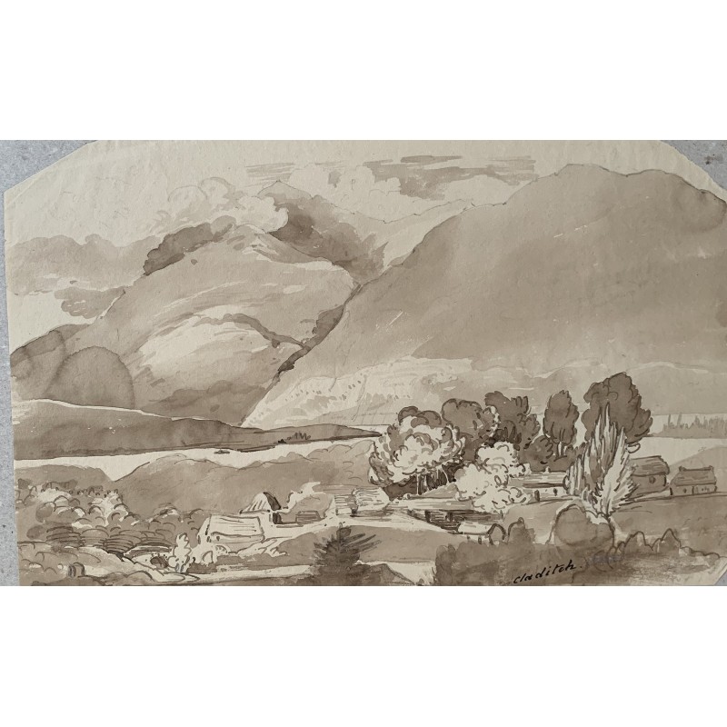 Scotland. Claditch. Gouache from the early 19th-20th century. Titled.