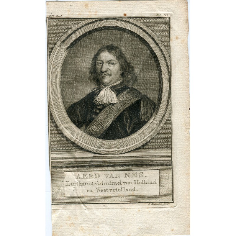 Aerd van Nes, Lieutenant Admiral of Holland. Engraving 1760 by J. Houbraken.