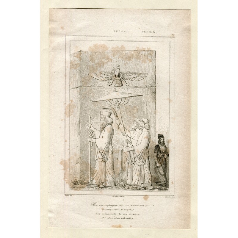 Persia. King accompanied by his servants, engraved by Monnin after a drawing by Vernier.
