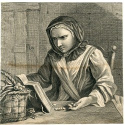 Il Menagere inciso da Pierre Louis Surugue (1710-1772), incisione ritagliata dall'immagine