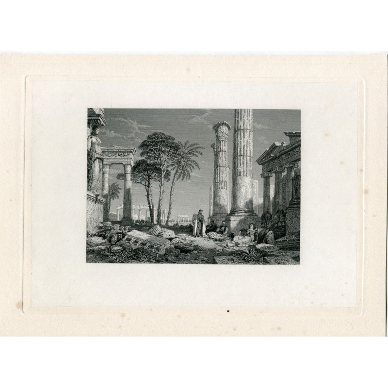 Crète. Gravure représentant des ruines grecques antiques de Candie. (Crète)