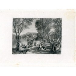 Francia. Incisione del Palazzo della Bella Gabrielle sulla Senna, da W. Turner