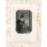 19th-century engraving. Lady looking out of a window