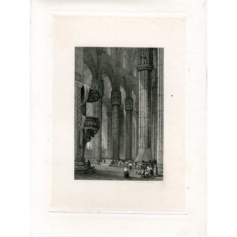 Italie. Gravure intérieure de la cathédrale de Milan. D'après Samuel Prout.