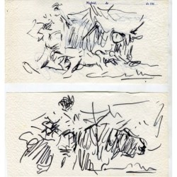 Gonzalez Marcos. Paire de croquis au crayon sur le thème de la tauromachie.