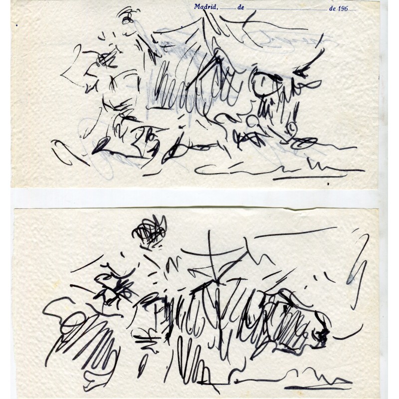 Gonzalez Marcos. Pair of pencil sketches on bullfighting themes.
