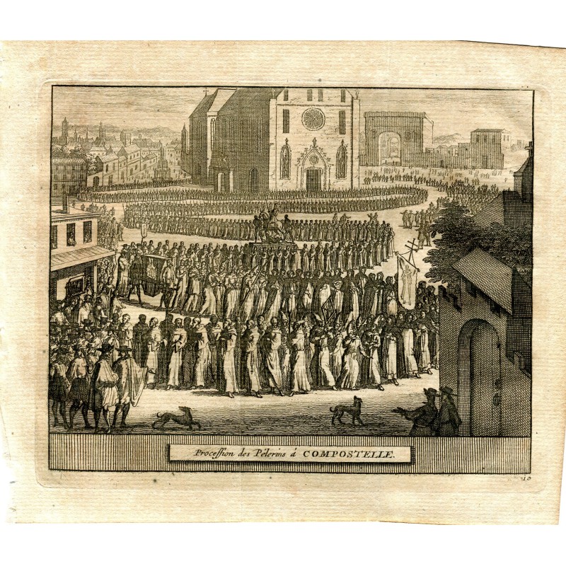 Procession des pelerins a Compostelle, 1715. Engraved by P. Vander Aa