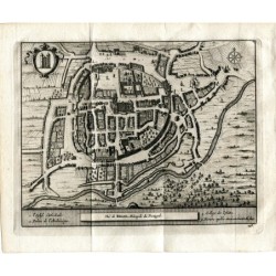 Portugal. Vue de Braga, Portugal, 1715. Gravée par P. Vander Aa, pseudonyme A. de Colmenar.
