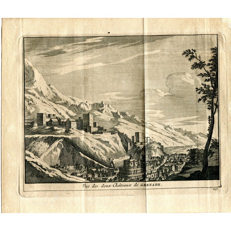 Grenade Vue des deux châteaux 1715, gravé Pieter Vander Aa.