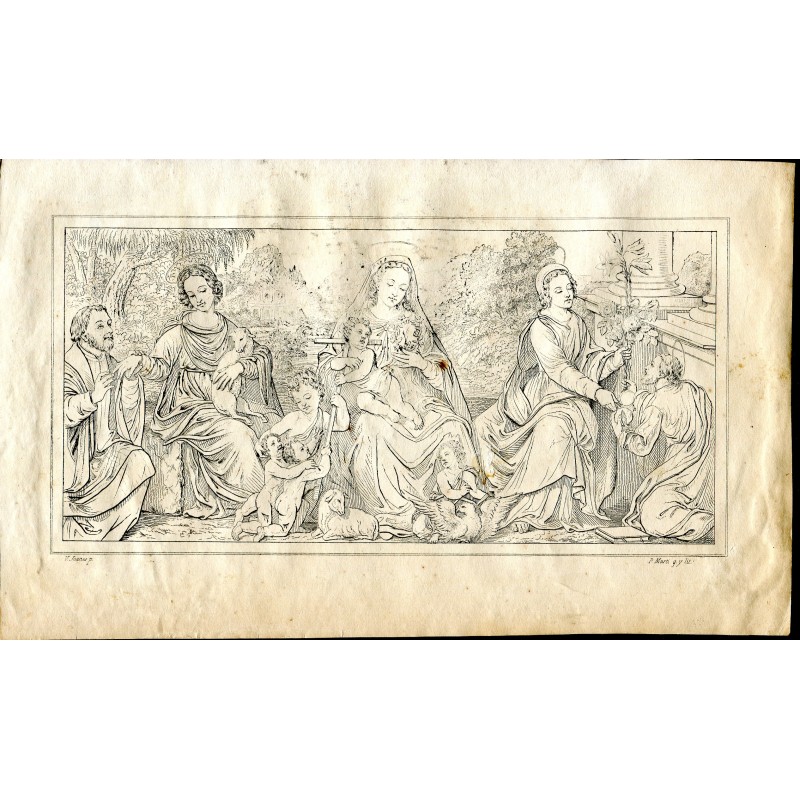 Gravure de la Vierge à l'Enfant par P. Marti d'après une œuvre de V. Joanes.