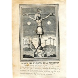 Immagine incisa del Cristo della Provvidenza venerata al Calvario di Meliana